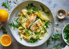 Creamy Trout Tagliatelle with Arugula and Citrus Zest recipe