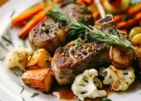 Herb-Crusted Lamb Chops with Honey-Glazed Roasted Root Vegetables recipe