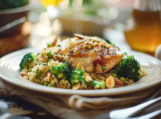 Stashcook | Honey Mustard Chicken with Broccoli Quinoa Pilaf