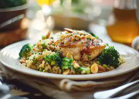 Honey Mustard Chicken with Broccoli Quinoa Pilaf recipe