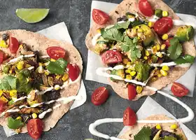 Jamie Oliver Chicken Tacos Black Beans, Avo, Corn and Cherry Toms recipe