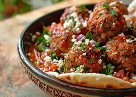 Pork & Feta Meatballs with Spicy Tomato Sauce and Pita recipe
