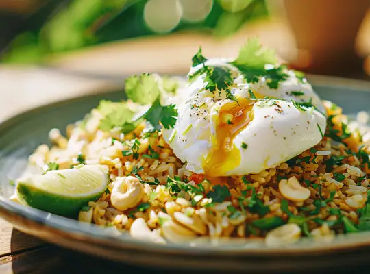 Stashcook | Coconut Curried Rice with Poached Egg