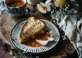 Pear-Gouda Grilled Cheese with Spicy Tomato Soup recipe