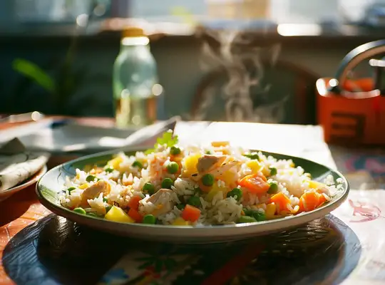 Stashcook | Tropical Chicken Fried Rice with Bell Pepper, Peas & Mint