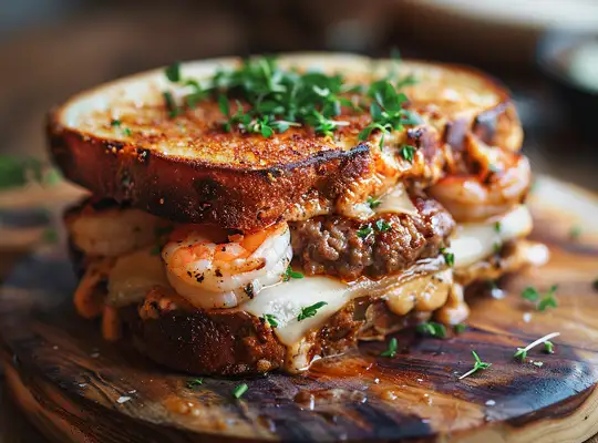Stashcook | Beef and Shrimp Melt Sandwich