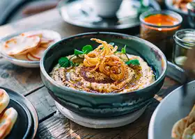 Spiced Lentil Hummus with Crispy Onions recipe