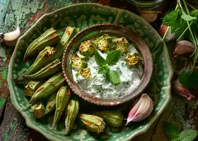 Baked Okra Bites with Mint Yogurt Dip recipe