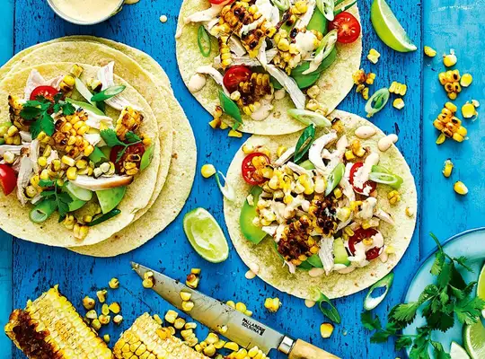 Stashcook | Charred corn and chicken tacos