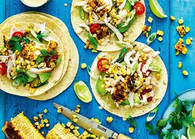 Charred corn and chicken tacos recipe