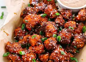 Sticky Honey Garlic Cauliflower Wings recipe