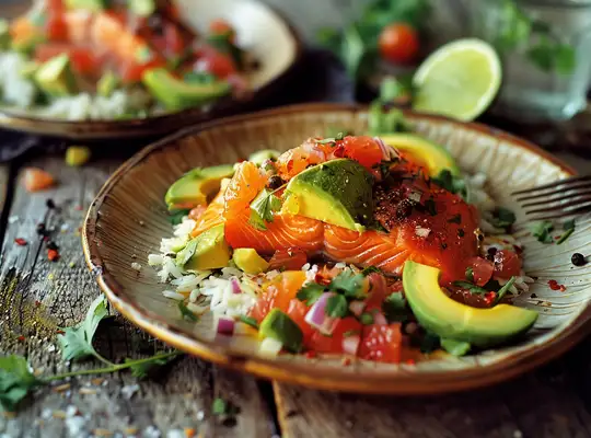 Stashcook | Salmon with Avocado-Citrus Salsa and Herbed Rice