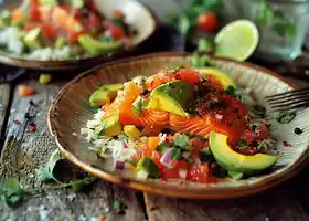 Salmon with Avocado-Citrus Salsa and Herbed Rice recipe
