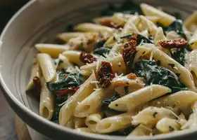 Creamy Chicken and Spinach Penne with Sun-Dried Tomatoes recipe