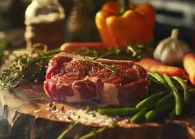 Seared Rib Eye with Garlic Thyme Vegetables recipe