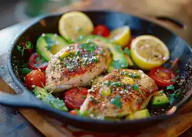 Lemon-Garlic Chicken with Zesty Tomato-Avocado Salad recipe