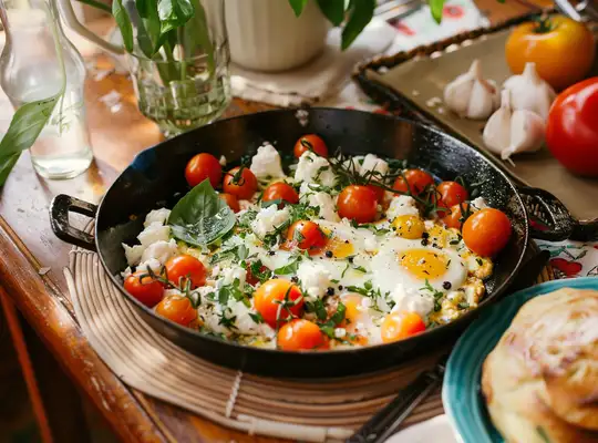 Stashcook | Herbed Tomato and Bell Pepper Scramble with Creamy Cheese