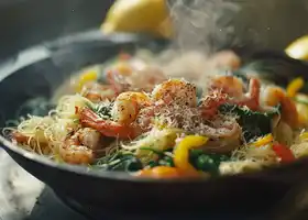 Lemon-Garlic Shrimp with Spinach & Angel Hair Pasta recipe