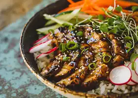 Teriyaki Veggie Bowl with Pickled Radish & Mushroom recipe