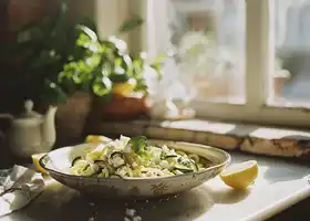 Lemon-Garlic Zucchini Noodles with Almonds & Feta recipe