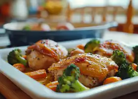 Oven-Roasted Chicken Thighs with Maple-Dijon Glaze & Veggies recipe