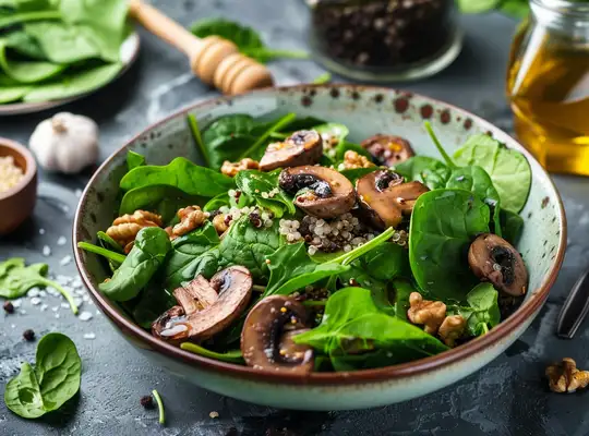 Stashcook | Spinach, Portobello & Quinoa Salad with Lemon-Herb Dressing