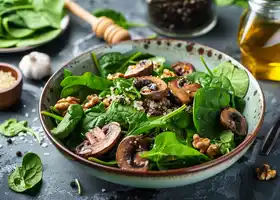 Spinach, Portobello & Quinoa Salad with Lemon-Herb Dressing recipe