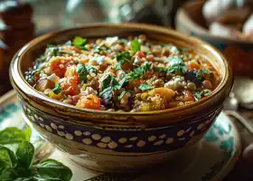 Mediterranean Eggplant and Lentil Stew with Quinoa recipe