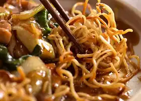 Chinese Crispy Noodles with saucy Chicken and Vegetables (crispy CHOW MEIN!) recipe
