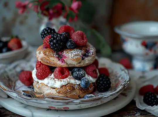 Stashcook | Cinnamon Raisin English Muffin with Ricotta and Mixed Berries