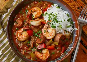 Cajun Shrimp and Sausage Gumbo with Rice recipe