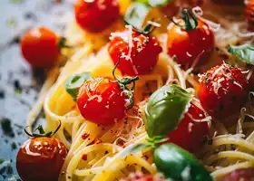 Baked Cherry Tomato and Basil Spaghetti recipe
