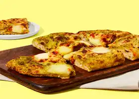 Basil Pesto & Mozzarella Focaccia Flatbread Slice, slice baby. | 2 Servings recipe