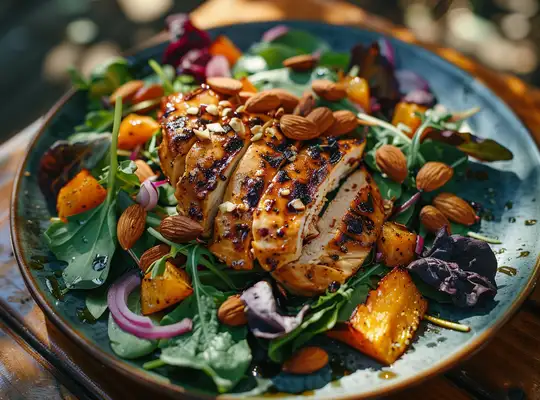 Stashcook | Grilled Chicken Salad with Avocado, Roasted Butternut Squash &amp; Almonds