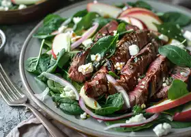 Honey Balsamic Flank Steak with Apple, Spinach & Feta Salad recipe