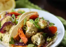 Za'atar Roasted Veggie Tacos with Smoky Maple Hummus recipe