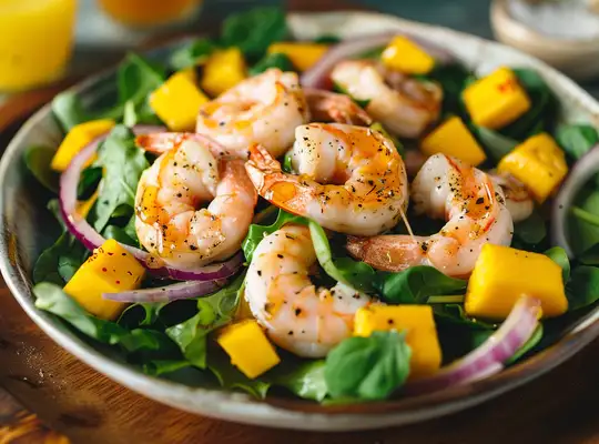 Stashcook | Mixed Greens, Shrimp & Mango Salad with Citrus Dressing