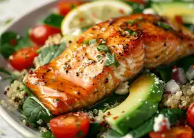 Grilled Salmon and Avocado Quinoa Salad recipe