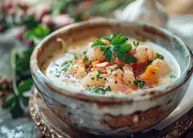 Creamy Seafood Soup with Vegetables and Bacon recipe