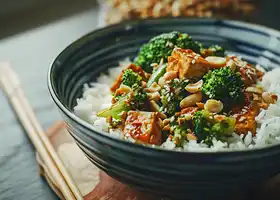 Spicy Tofu Stir-Fry with Peanuts and Broccoli recipe