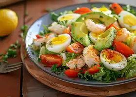 Seafood Salad with Boiled Eggs, Mixed Greens, and Creamy Dressing recipe