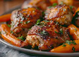 Honey Mustard Chicken Thighs with Rosemary Roasted Carrots recipe
