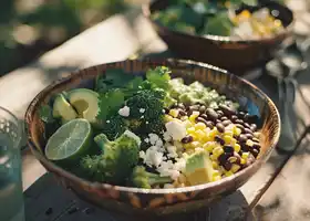 Broccoli, Sweet Corn & Black Bean Salad with Avocado Dressing recipe