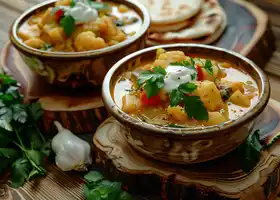 Spiced Cauliflower and Potato Stew with Mint Yogurt & Pita recipe