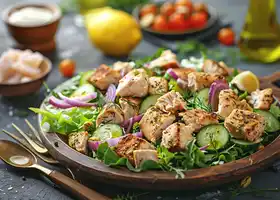 Mediterranean Chicken Salad with Herbed Croutons recipe