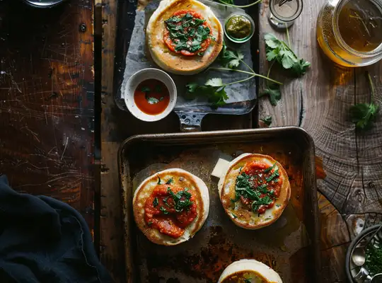 Stashcook | Spiced Tomato Chutney Crumpets with Mozzarella