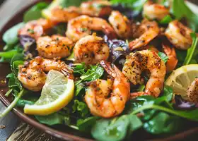 Garlic Shrimp and Mixed Greens Salad with Lemon Dressing recipe