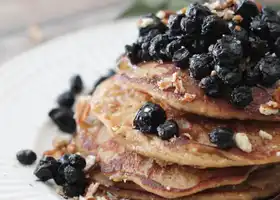 Vegan Lemon Banana Ricotta Pancakes With Dried Blueberry Compote [Gluten-Free] recipe