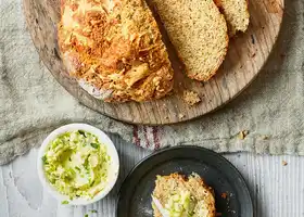 Cheddar soda bread with spring onion butter recipe