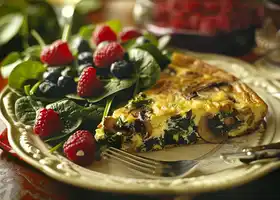 Spinach and Mushroom Frittata with Mixed Berry Salad recipe